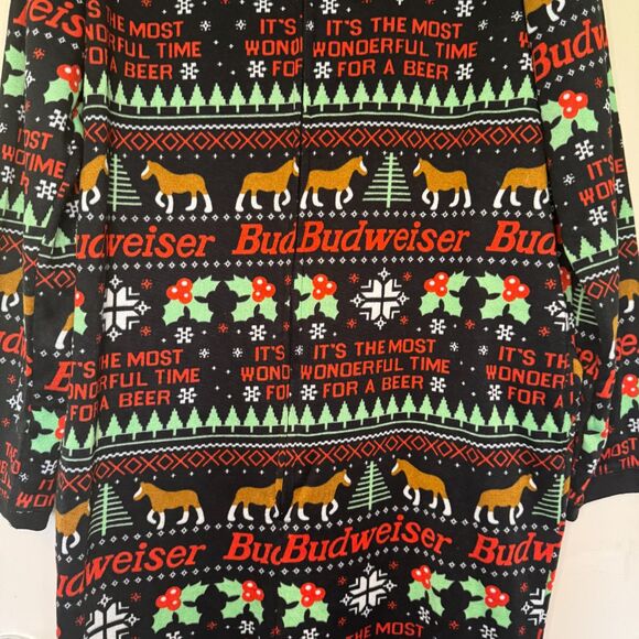 Budweiser men's size XL one piece clydesdales beer holiday Christmas pajamas pjs - Picture 9 of 12